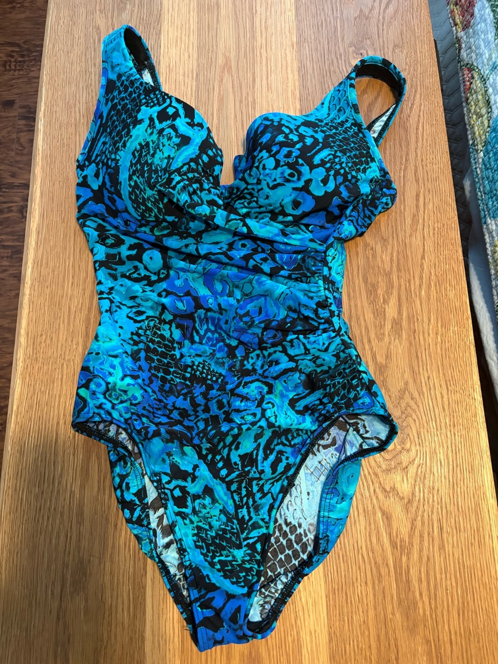 Miraclesuit Teal and Blue Abstract One-Piece